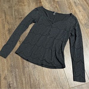 H&M Black Sheer Half Sleeved Half Button Down Top Shirt Blouse Size Small